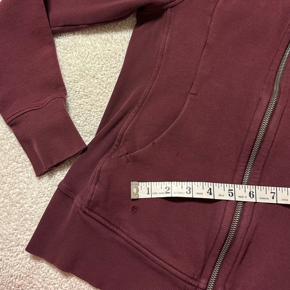 Lululemon Scuba Hoodie Light Cotton Fleece Full Zip Sweatshirt Burgundy Red - Picture 9 of 13